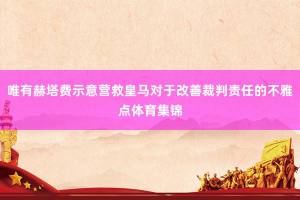 唯有赫塔费示意营救皇马对于改善裁判责任的不雅点体育集锦