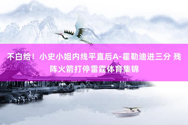 不白给!小史小姐内线平直后A-霍勒迪进三分 残阵火箭打停雷霆体育集锦