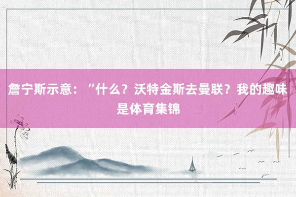 詹宁斯示意:“什么?沃特金斯去曼联?我的趣味是体育集锦