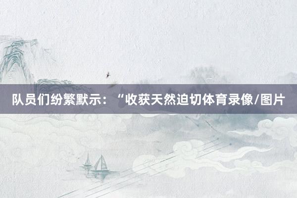 队员们纷繁默示：“收获天然迫切体育录像/图片