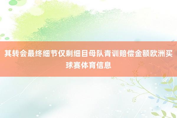 其转会最终细节仅剩细目母队青训赔偿金额欧洲买球赛体育信息