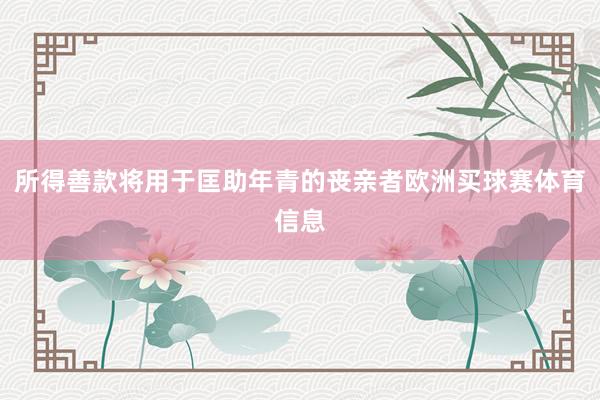所得善款将用于匡助年青的丧亲者欧洲买球赛体育信息