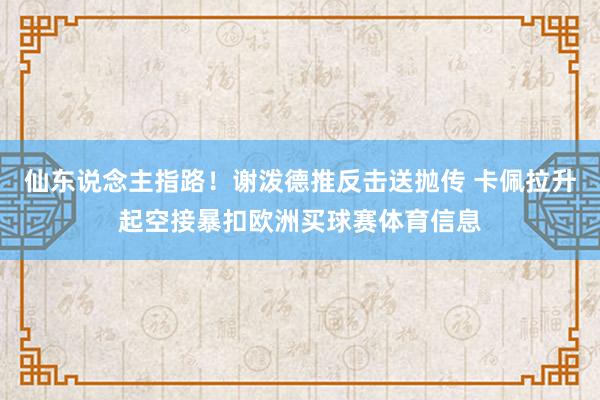 仙东说念主指路！谢泼德推反击送抛传 卡佩拉升起空接暴扣欧洲买球赛体育信息