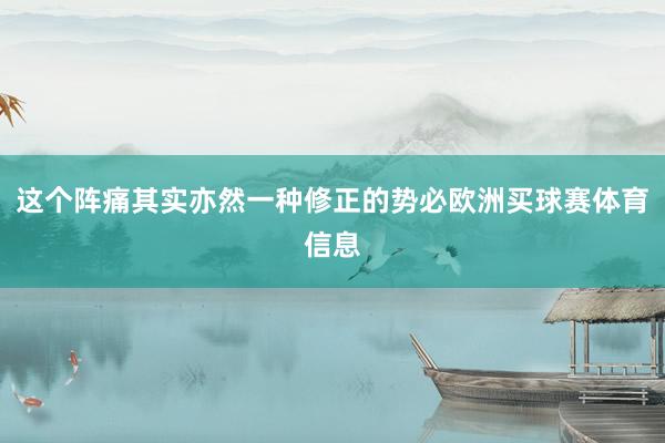 这个阵痛其实亦然一种修正的势必欧洲买球赛体育信息