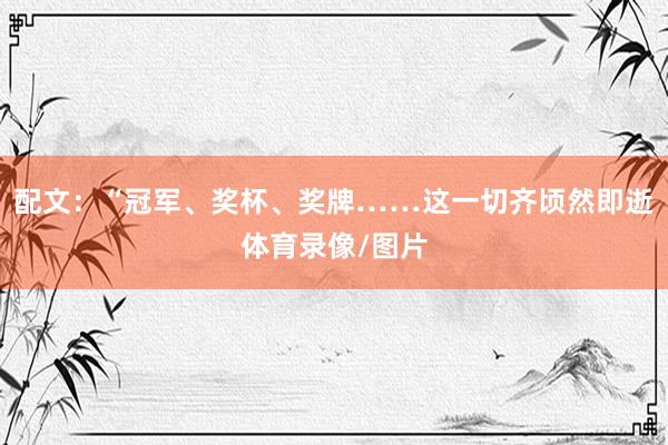 配文：“冠军、奖杯、奖牌……这一切齐顷然即逝体育录像/图片