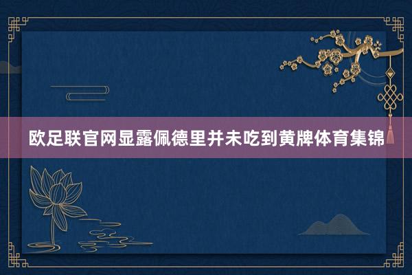 欧足联官网显露佩德里并未吃到黄牌体育集锦